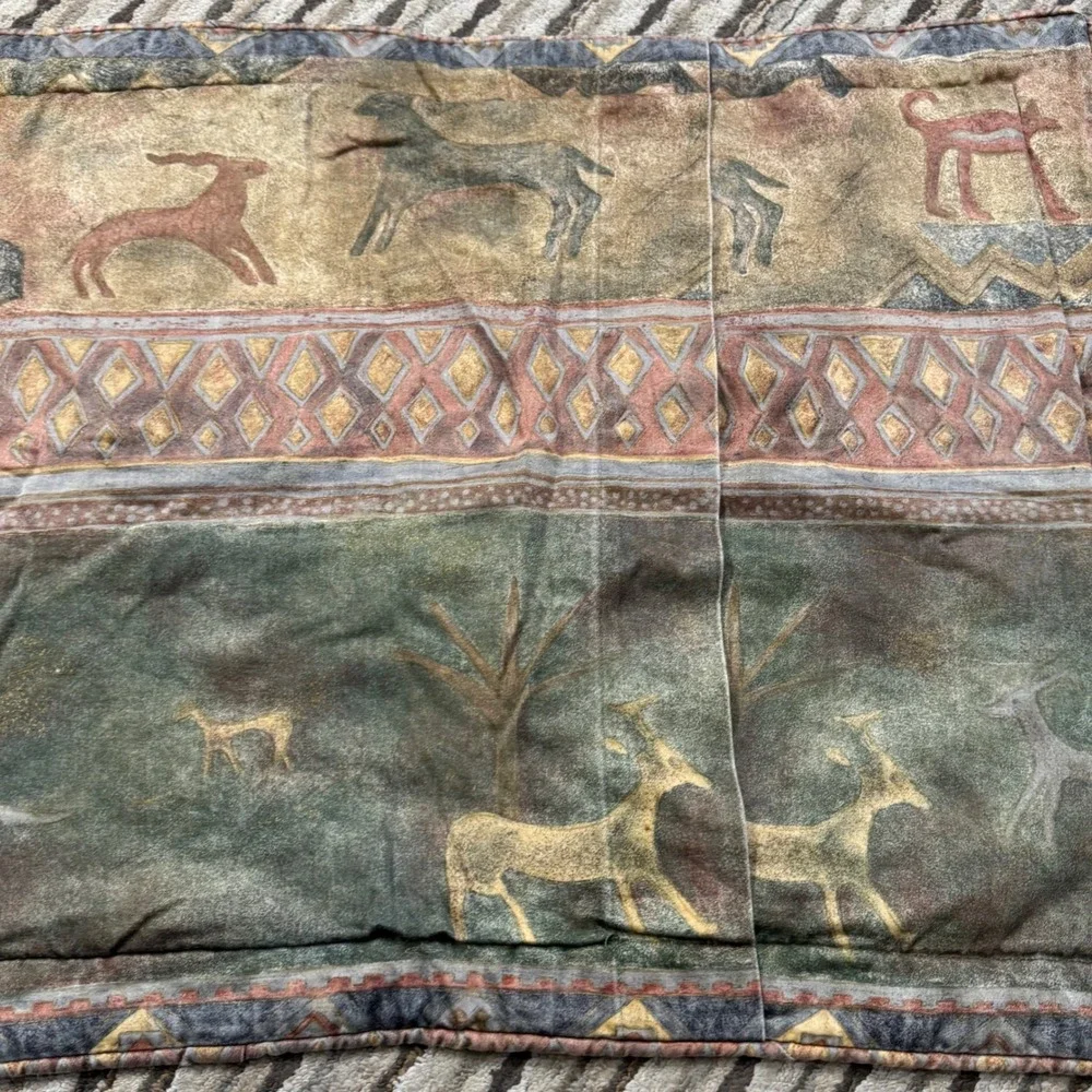 Vintage Mammoth‎ Cave Art Quilted Pillow Sham Prehistoric Tribal Earth Tones